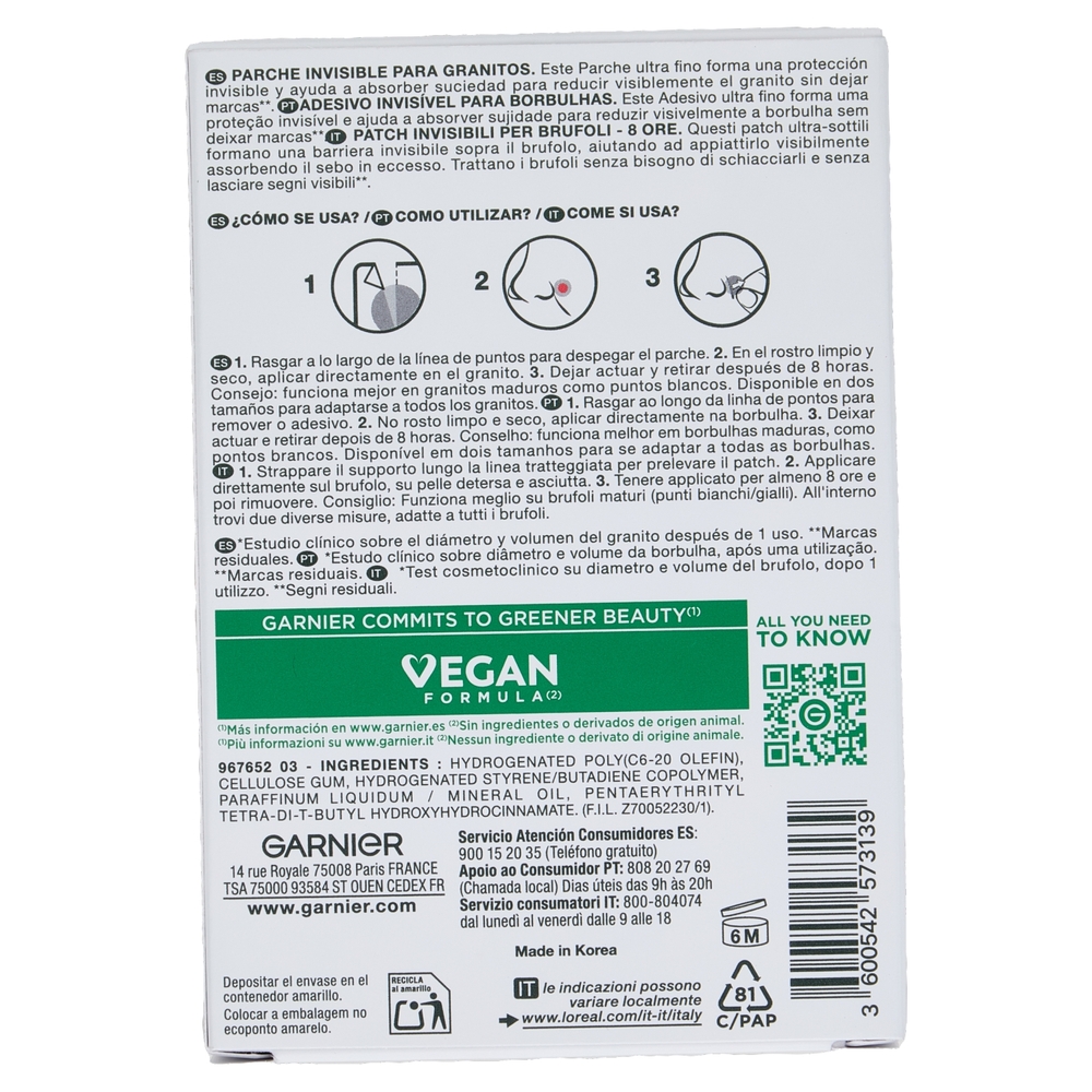 Garnier PureActive 8 Hours Pimple Patch Invisible 22 pz